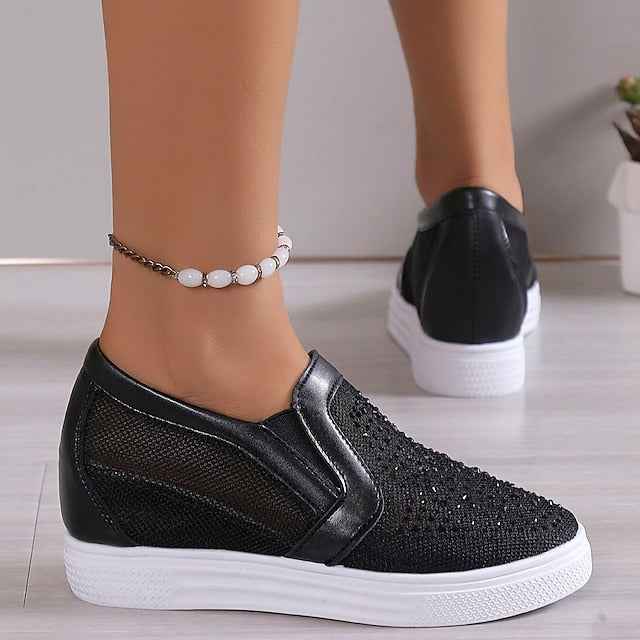Damen-Sneaker mit weißen Kristallverzierungen