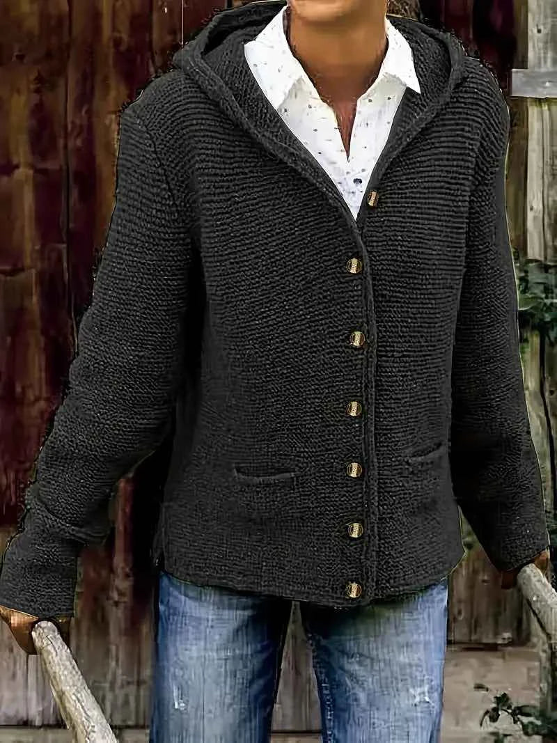 Schicke Langarm-Strickjacke mit Kapuze für elegante Alltagslooks