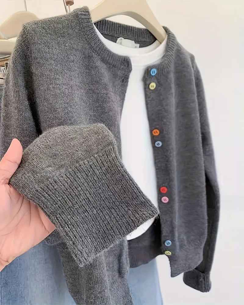 Fit Solid-Farbe Long-Sleeve Cardigan