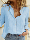 Raffinata blusa donna in lino a maniche lunghe
