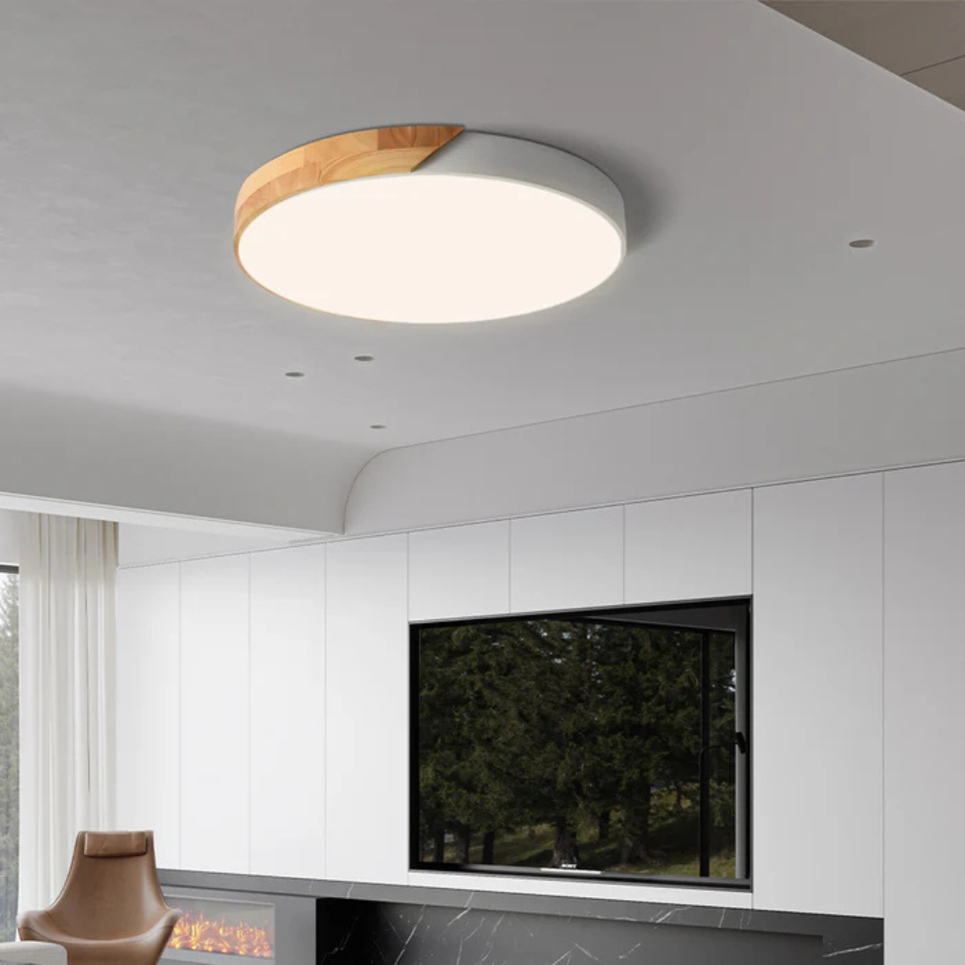 Delos - Elegante skandinavische Holz-LED-Deckenleuchte für moderne Innenräume