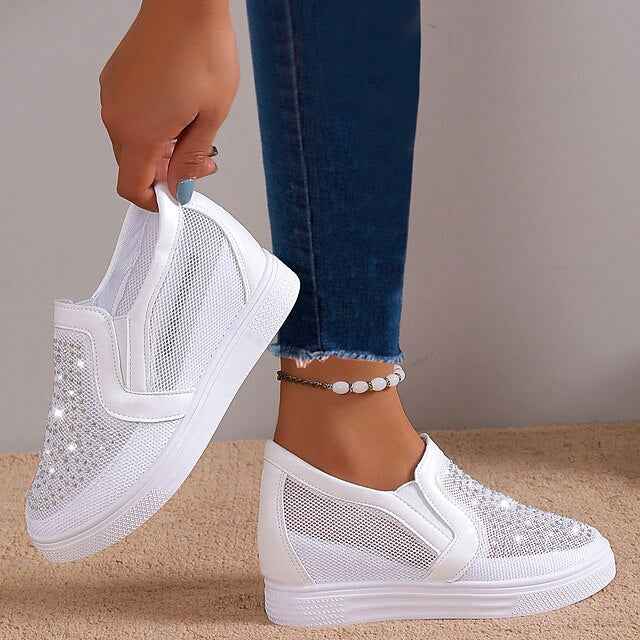 Damen-Sneaker mit weißen Kristallverzierungen
