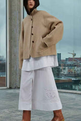 Short wool coat with elegant turtleneck