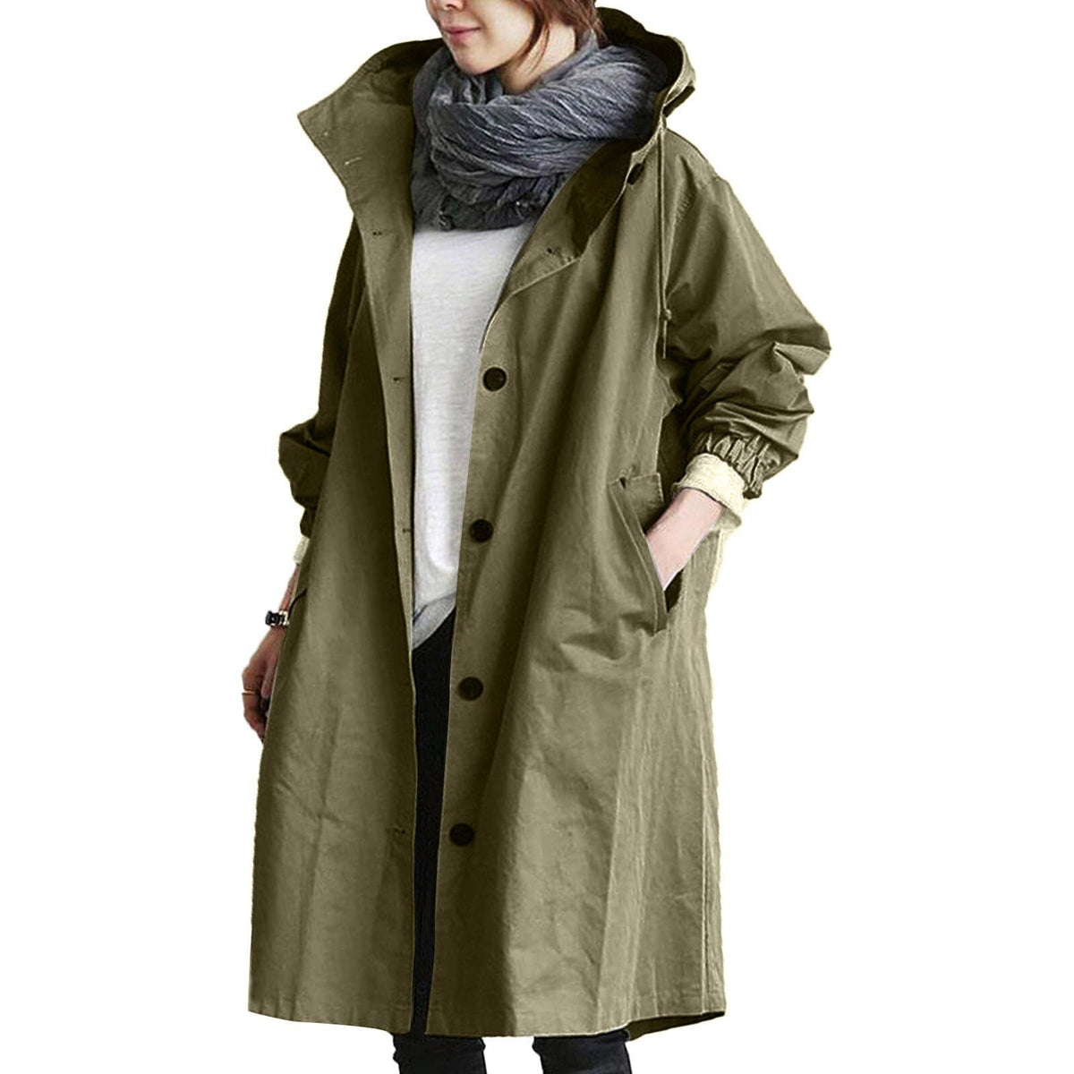 Damen wasserdichter Trenchcoat in langer Passform