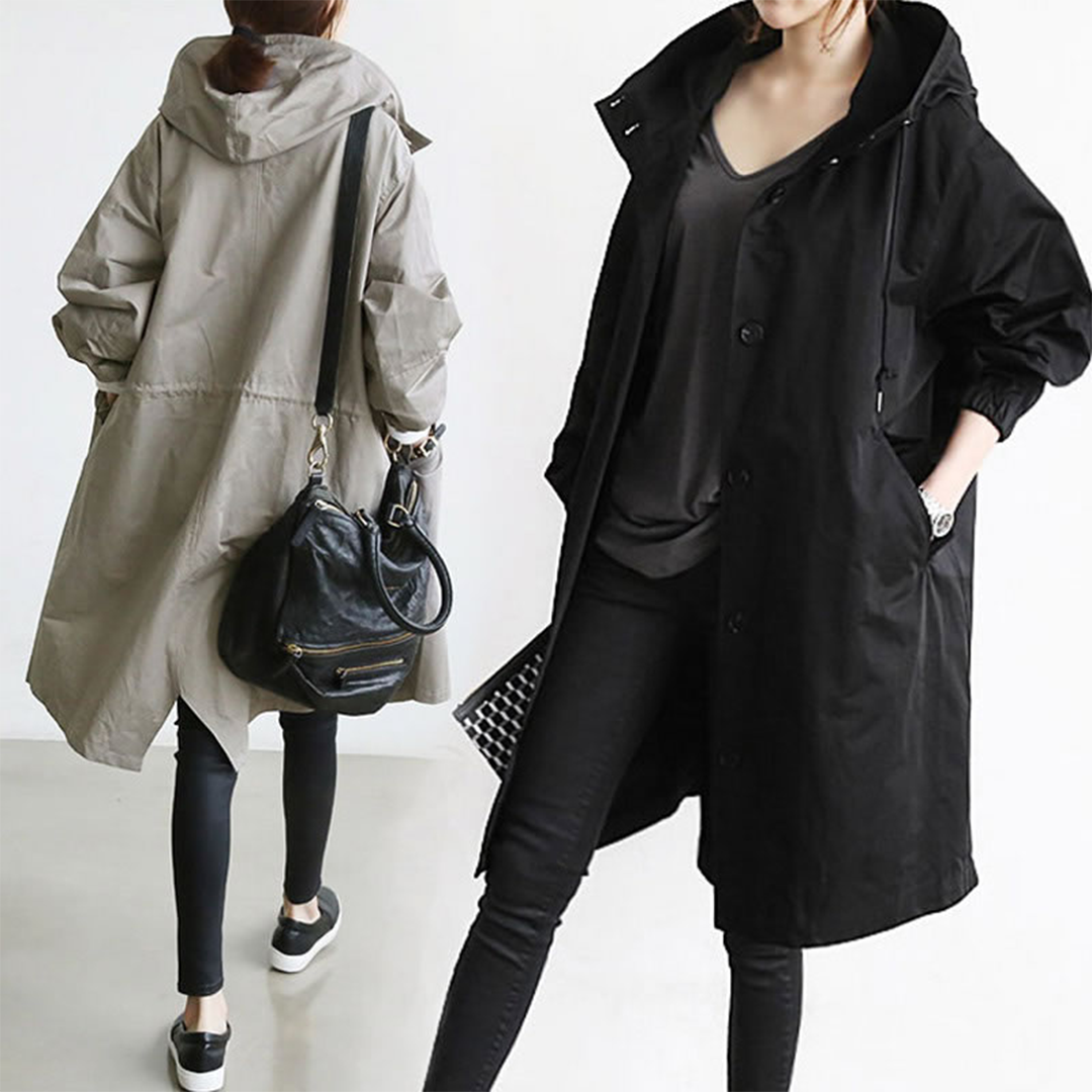 Damen wasserdichter Trenchcoat in langer Passform