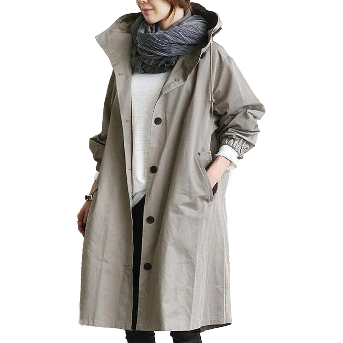 Damen wasserdichter Trenchcoat in langer Passform