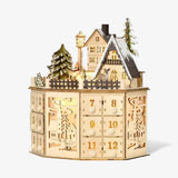 Magical advent calendar with LED lights and cozy house design for a festive December
