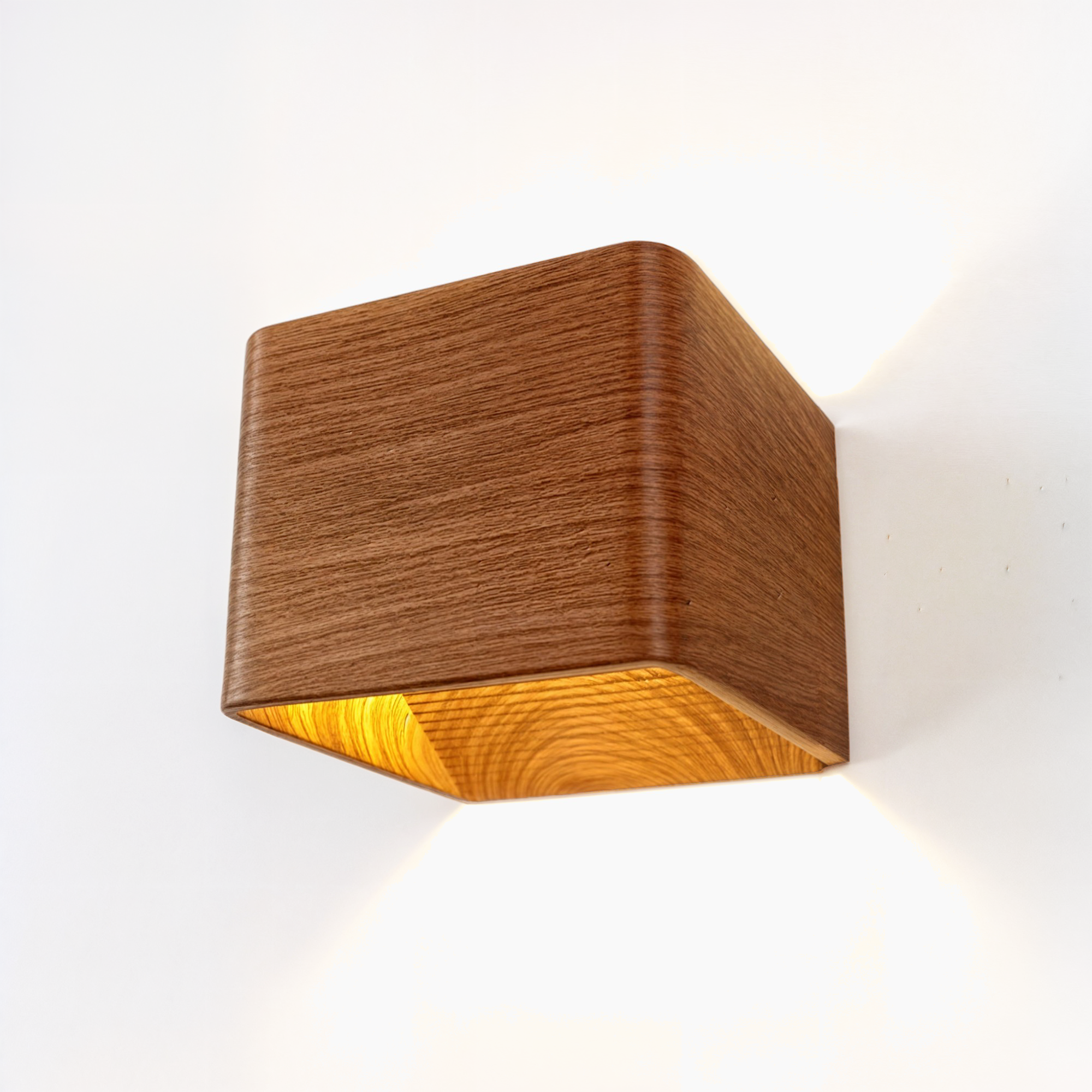 Nordische beleuchtete Holz-Wandlampe mit LED, modernes warmweißes Licht, Oberflächenmontage