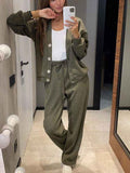 Damen-Set mit lockerem Cardigan und verstellbarer Pull-on-Hose für ultimativen Komfort
