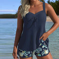 Gestreifter Tankini mit zweigeteiltem Strandunterteil
