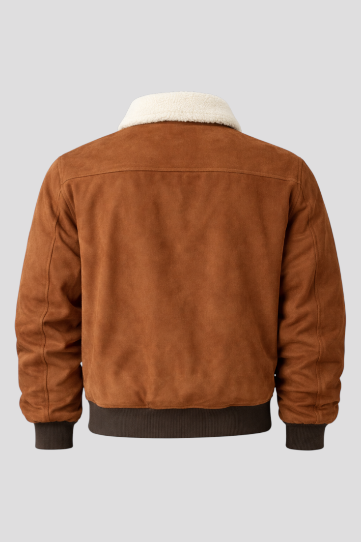 Herrenjacke aus Polyester in Lederoptik mit Sherpa-Futter