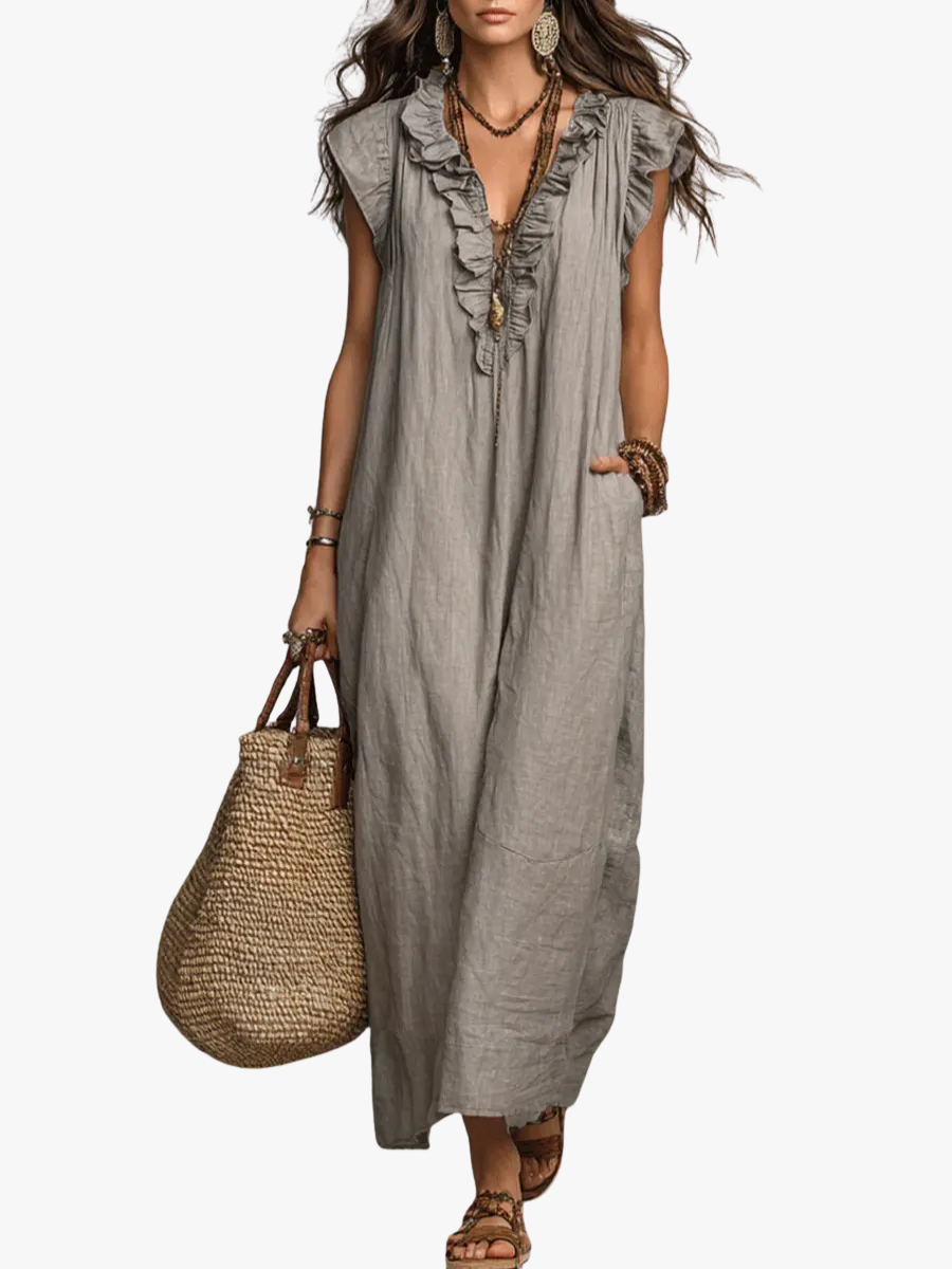 Boho-Kleid Damen, fließend, elegant & luftig mit Taschen