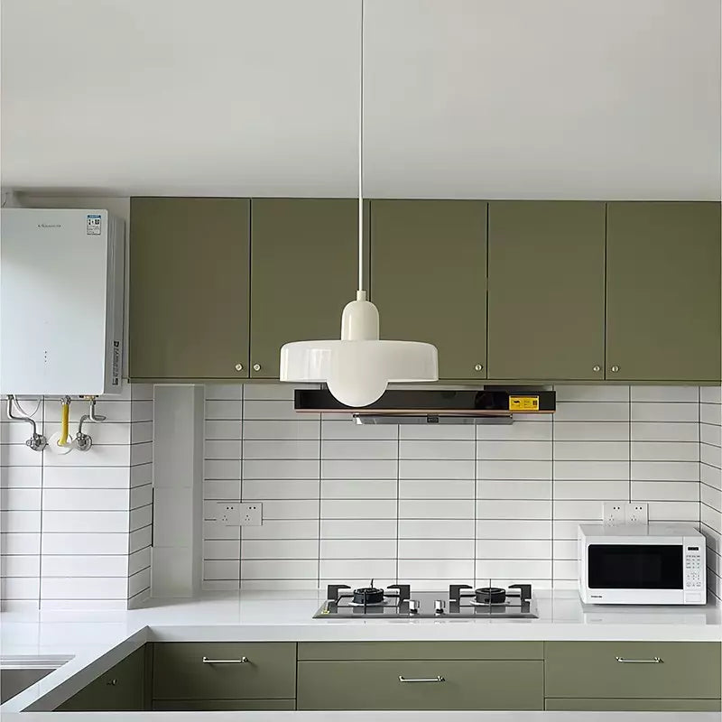 Bauhaus-Stil Glas-Hängeleuchte mit Ringschirm