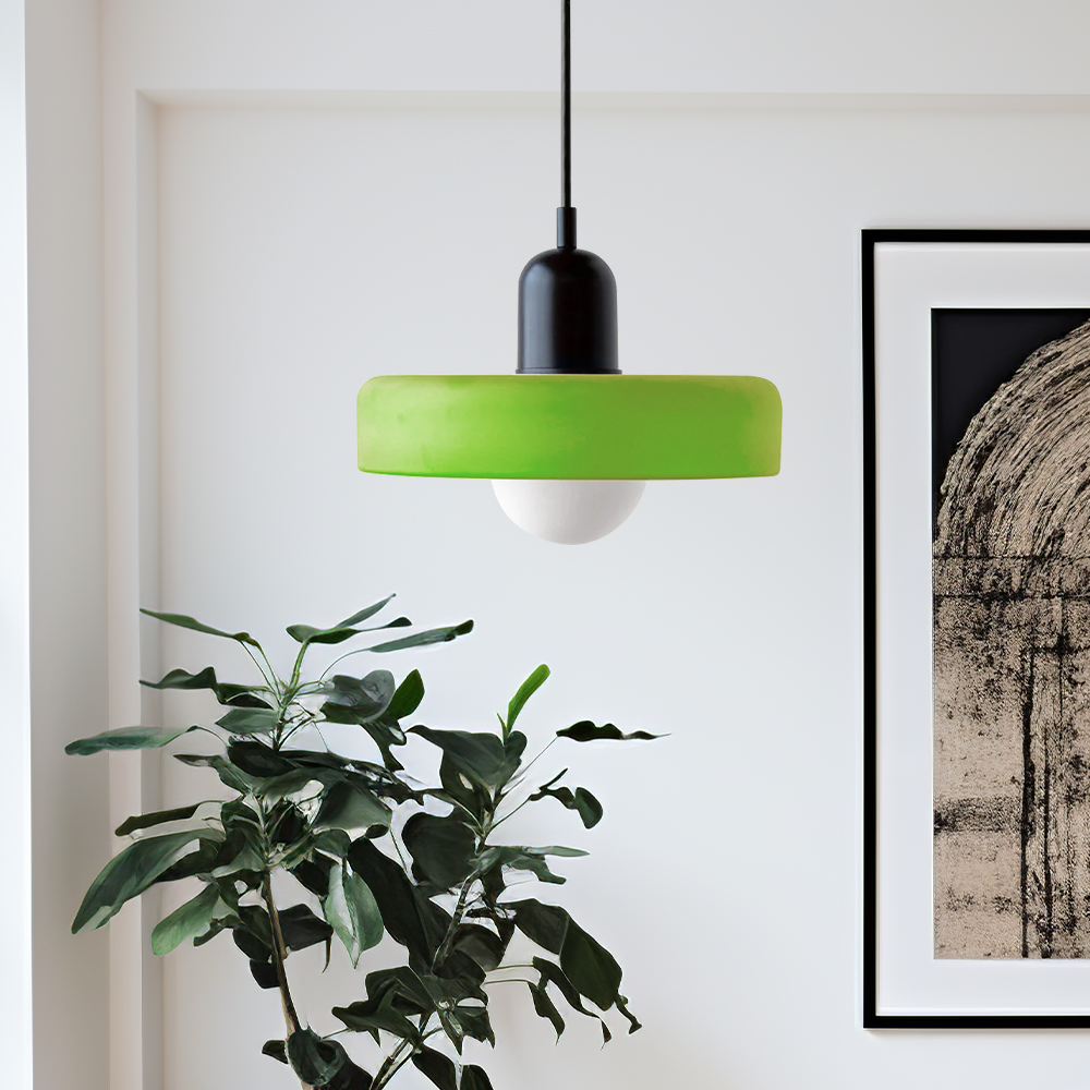 Bauhaus-Stil Glas-Hängeleuchte mit Ringschirm