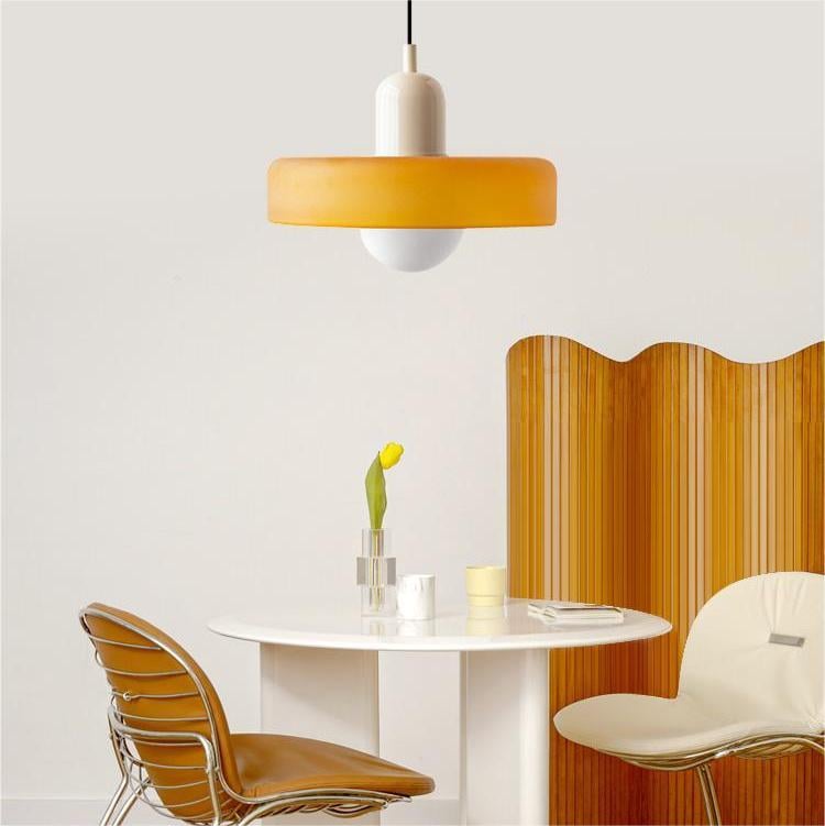 Bauhaus-Stil Glas-Hängeleuchte mit Ringschirm