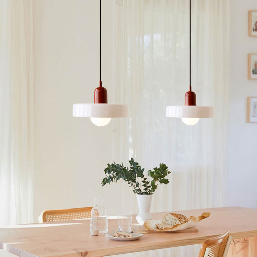 Bauhaus-Stil Glas-Hängeleuchte mit Ringschirm