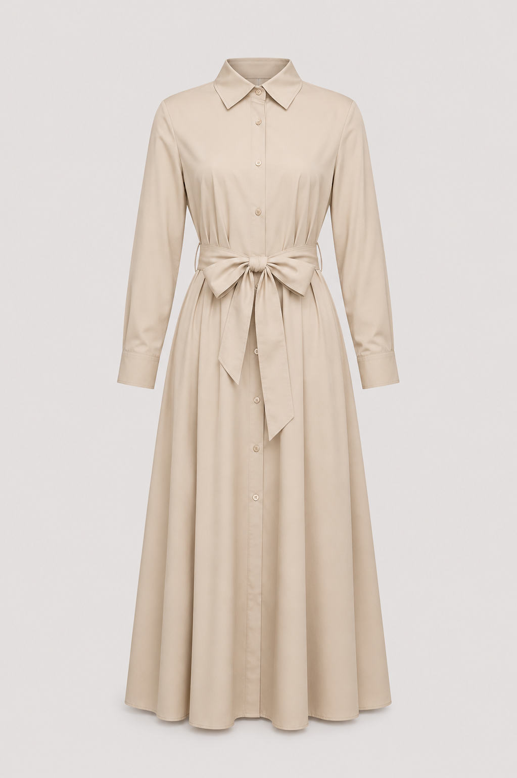 Elegantes Maxi-Kleid mit Langärmeln und Hemdkragen Damen