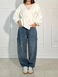 Komfortable oversized jeans til damer med glimmer