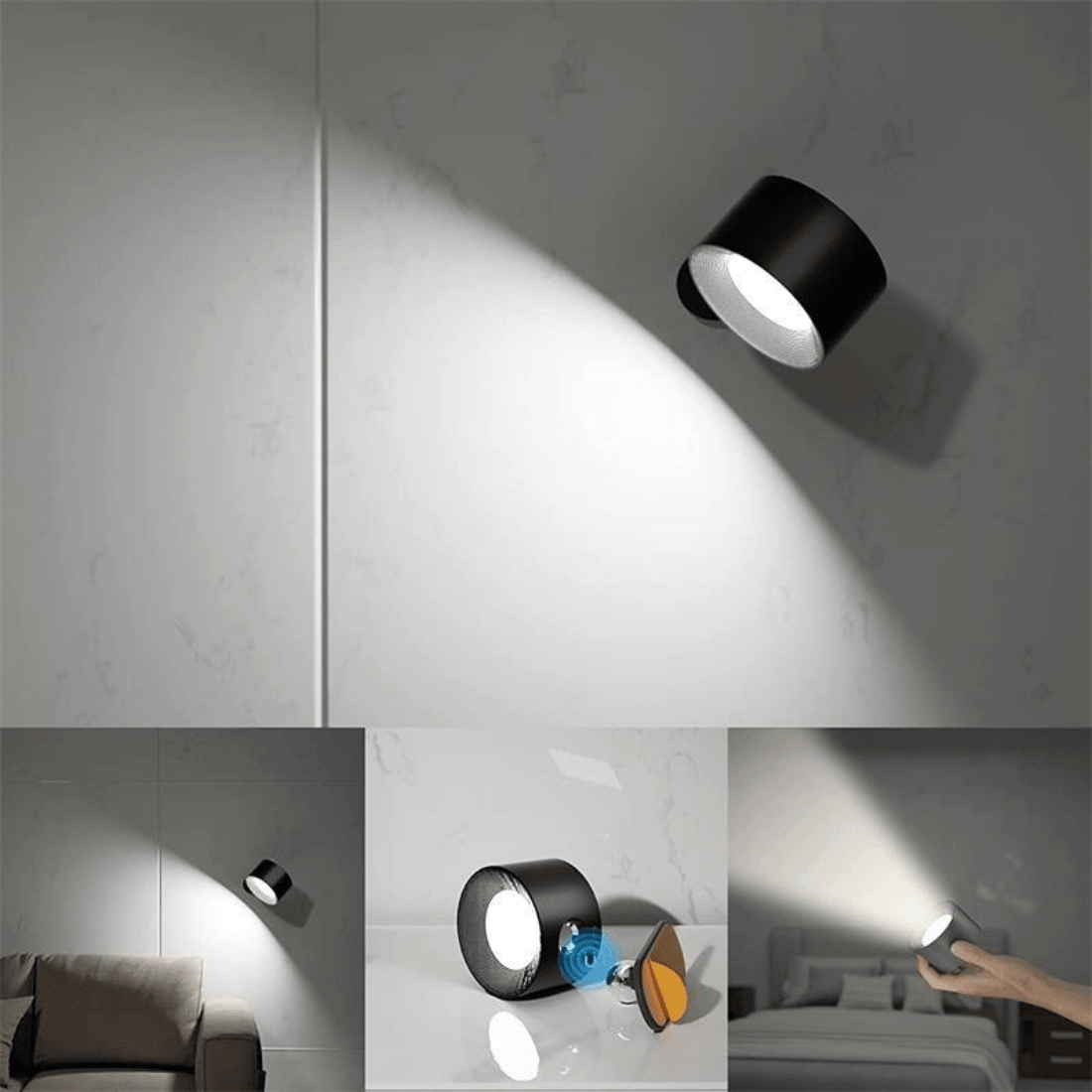 Wandleuchte mit Akku GlowFlex – 360° LED-Beleuchtung, vielseitig, elegant und praktisch
