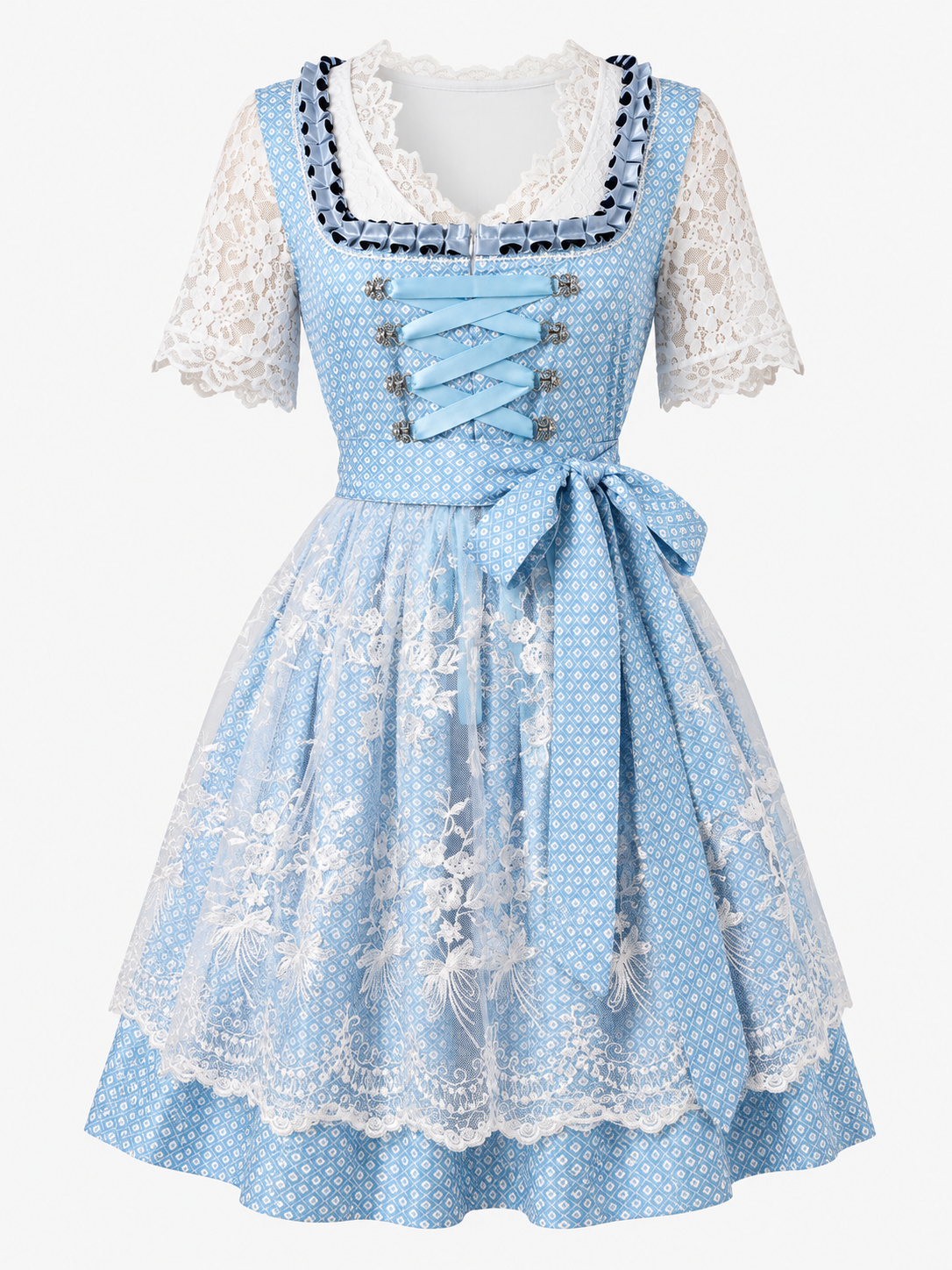 Robe dirndl bleue pour femme - Classique et festive