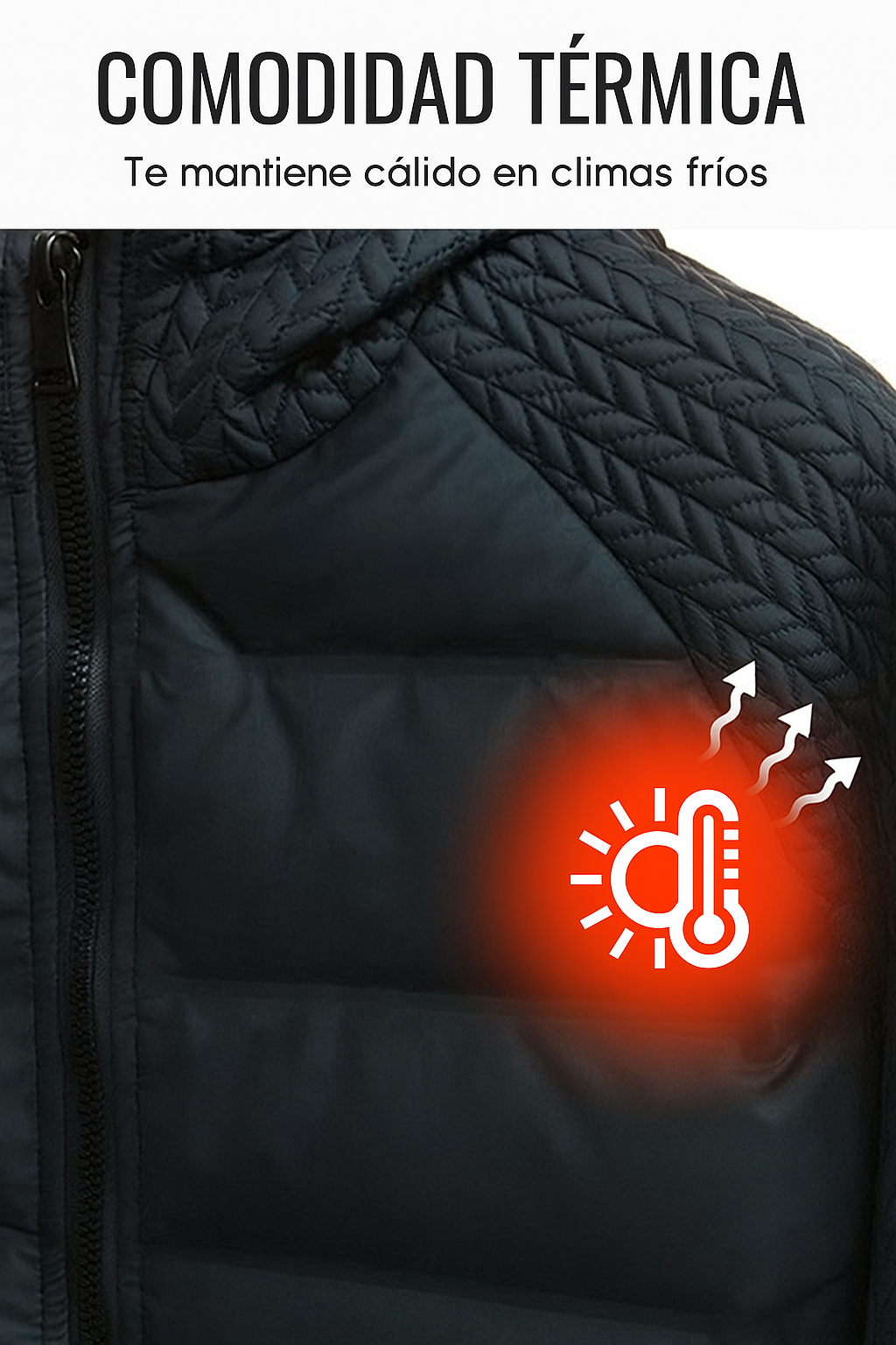 Thermische Jacke mit wattierter Kapuze und Windschutz – Wärme und vollständiger Schutz