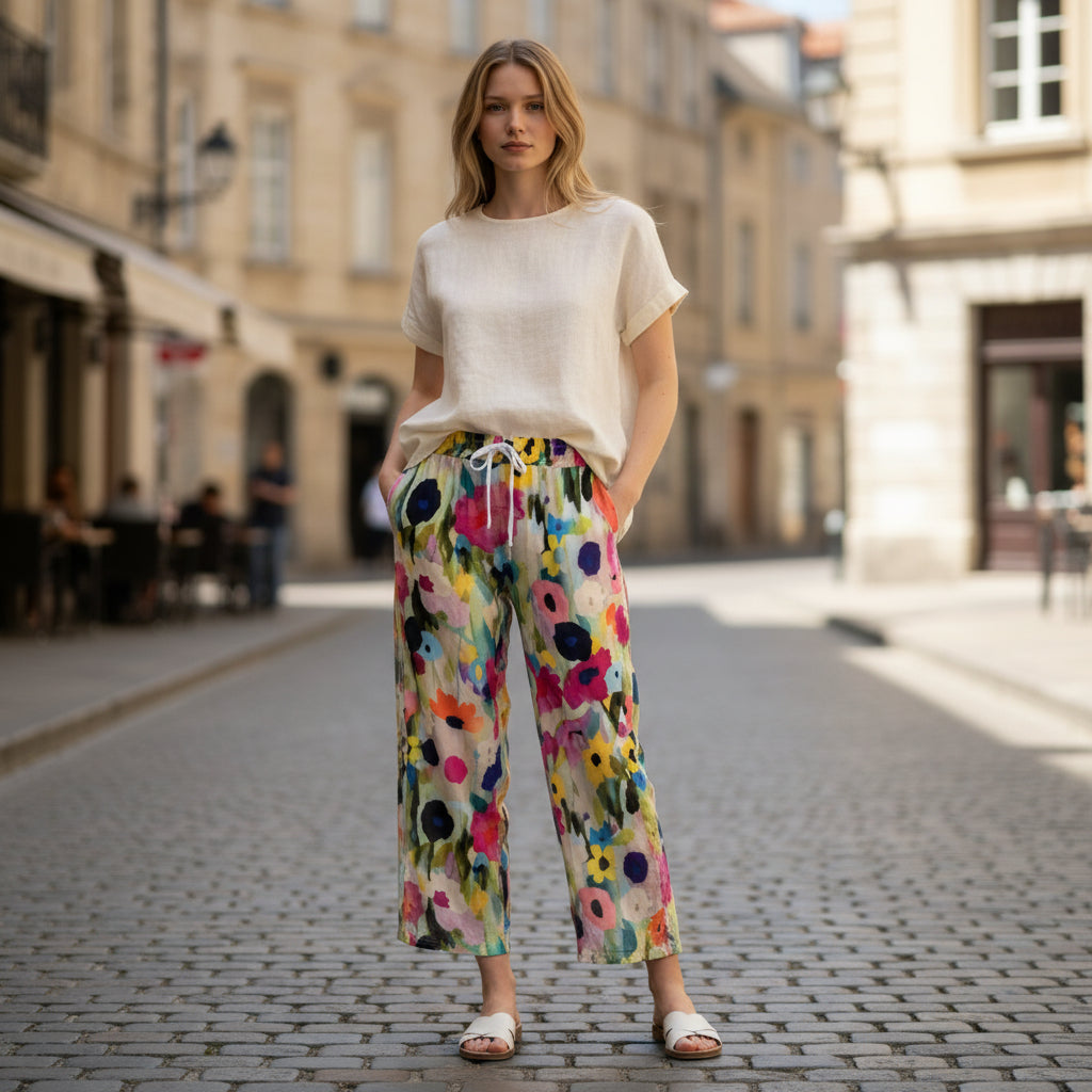 Carlijn | Lebendige Blumenprint-Hose mit bequemen Taschen für einen fröhlichen Look
