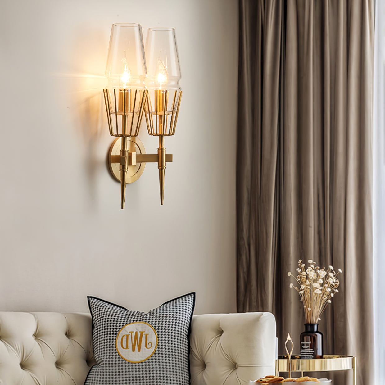 Orelia - Vintage Schlossstil LED-Wandlampe aus Kupfer und Glas für eine bezaubernde Atmosphäre