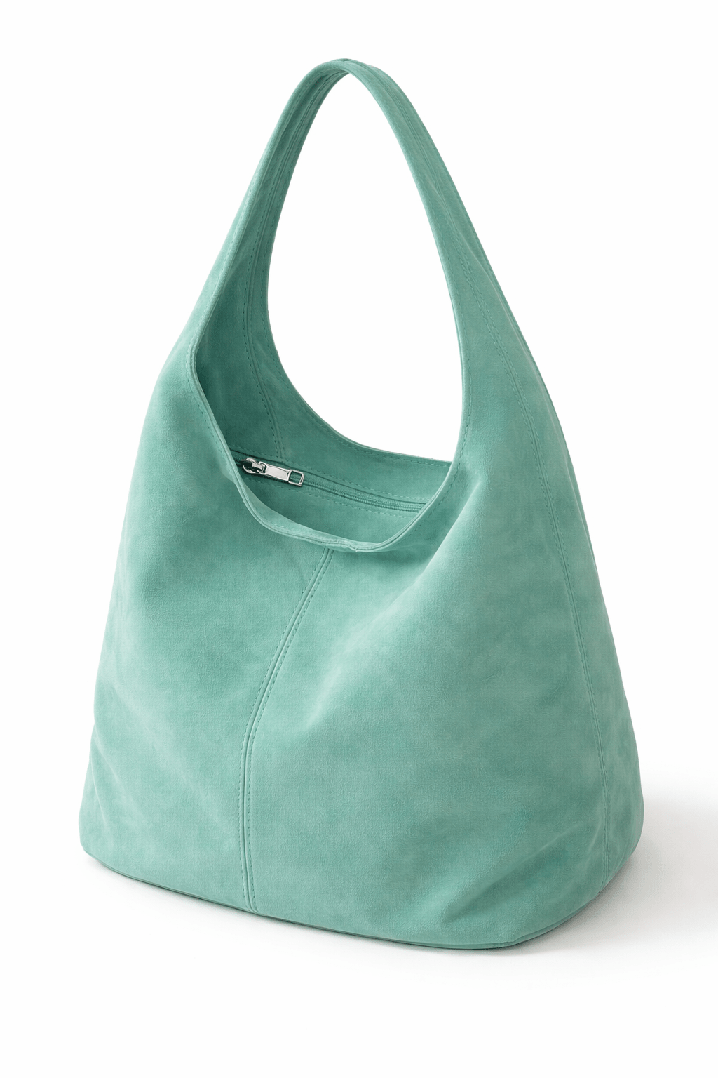 Wildleder-Shopper-Tasche mit Reissverschluss