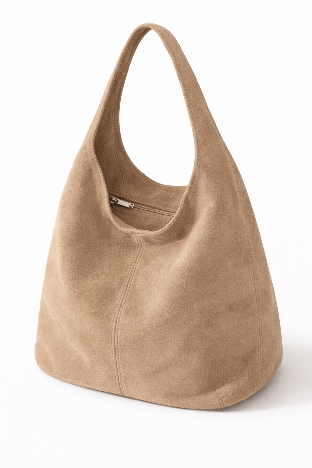 Wildleder-Shopper-Tasche mit Reissverschluss