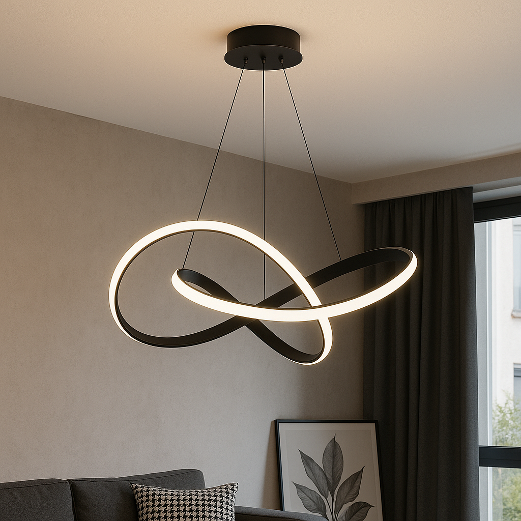 Moderne schwarze Aluminium-Hängelampe für Esszimmer – Schlichte und stilvolle Beleuchtung