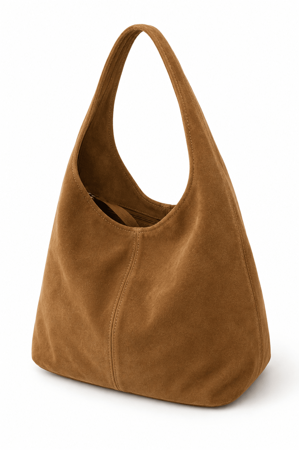 Wildleder-Shopper-Tasche mit Reissverschluss