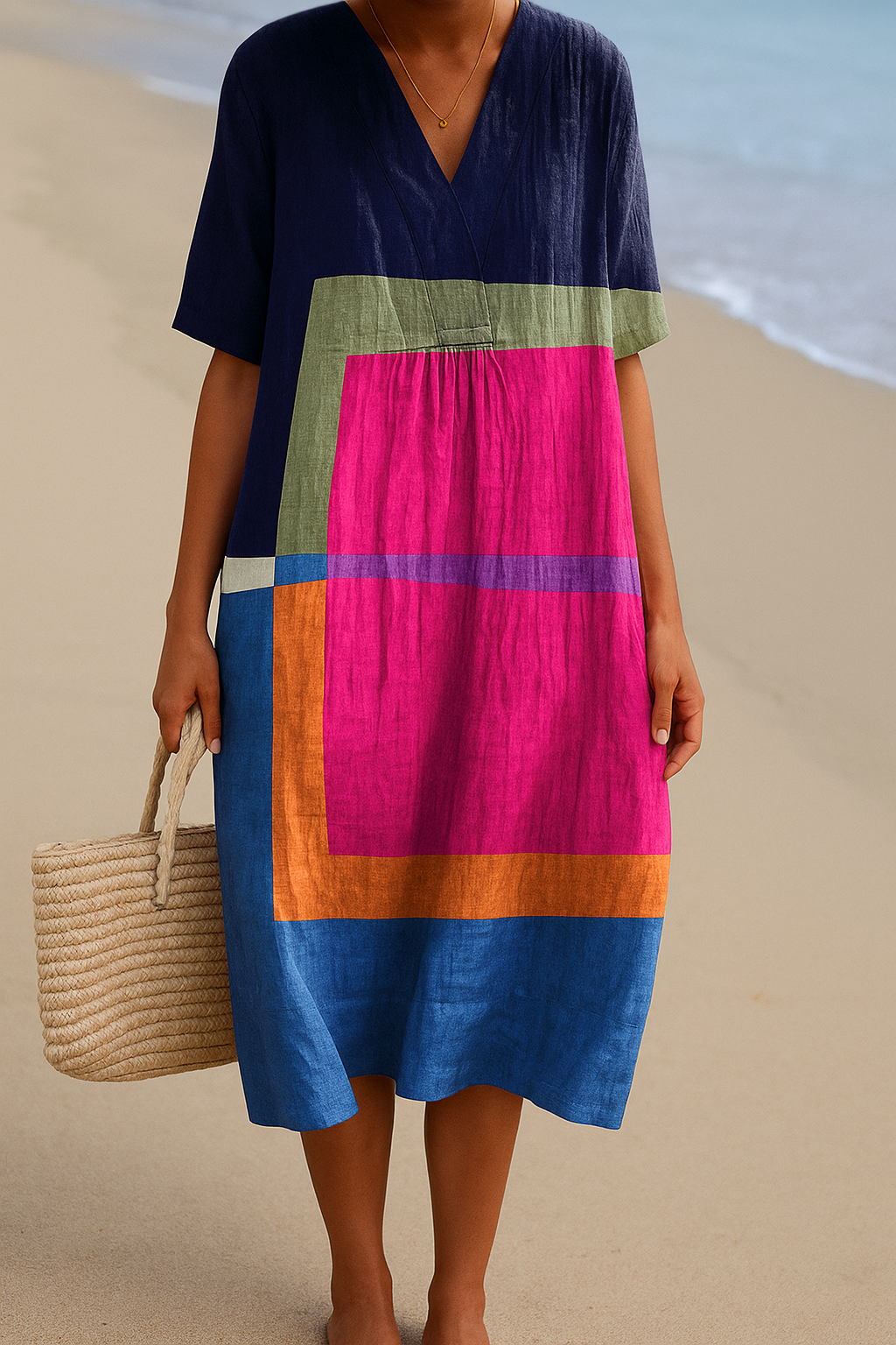 Ariane | Charmantes Kleid in lebendigen Blockfarben für alle Anlässe