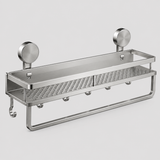 Aluminium Badezimmerregal mit Saugnäpfen - Wandregal mit Haken
