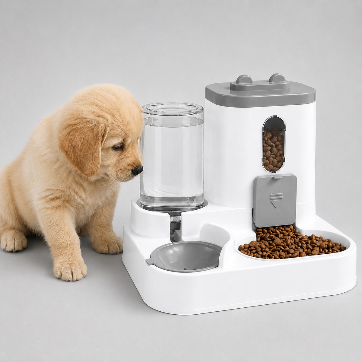 Automatischer Katzenfutterautomat mit Wasserreservoir - 2-in-1 Futter- und Trinknapf, 1,6 L