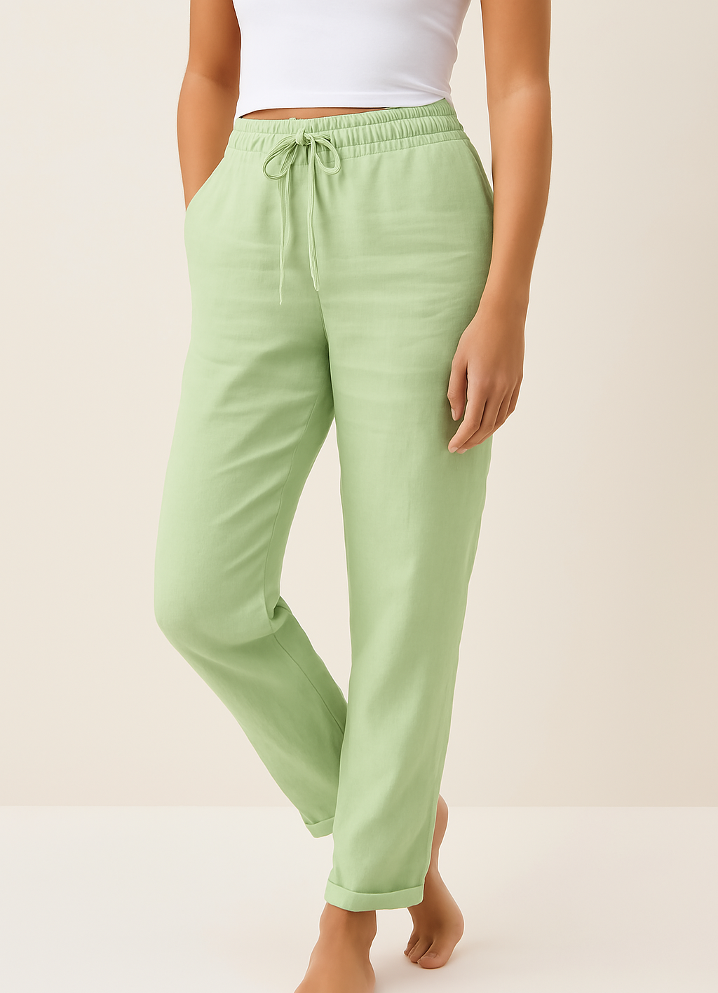 Elegante Katzen Baumwoll-Leinen Damenhose für Komfort und Stil