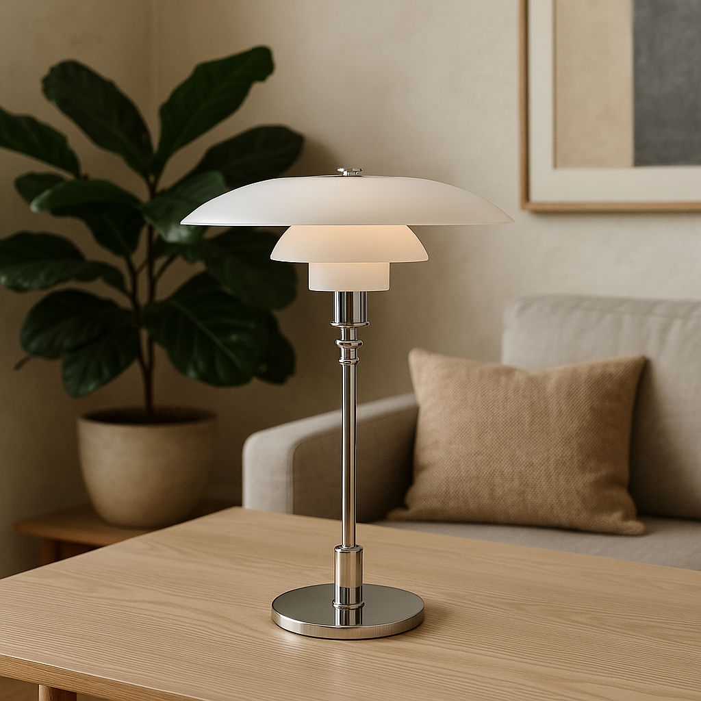 Moderne Dänische Designer-Tischlampe - Geschichteter Schirm, LED