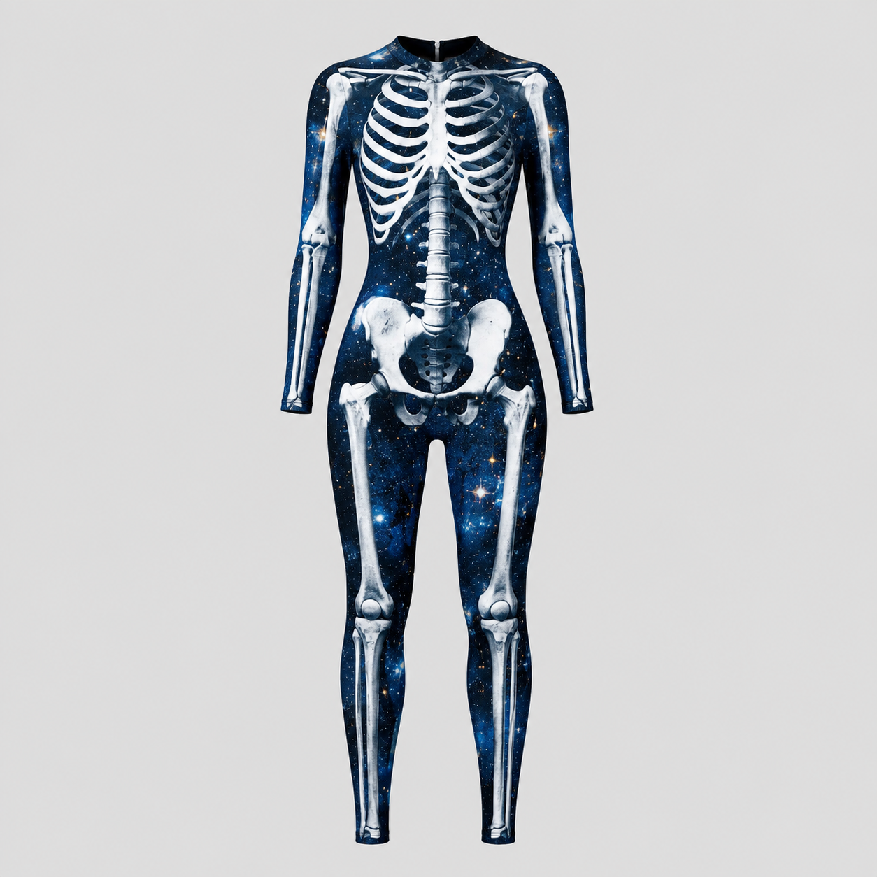 Gifts – Seasonal – Halloween : Skelet Jumpsuit Halloween Kostuum voor Volwassenen – Lange Mouwen in Blauw Bot2