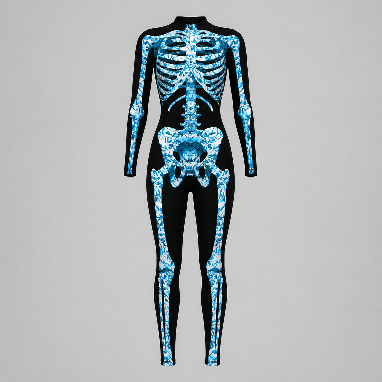 Gifts – Seasonal – Halloween : Skelet Jumpsuit Halloween Kostuum voor Volwassenen – Lange Mouwen in Blauw Bot1