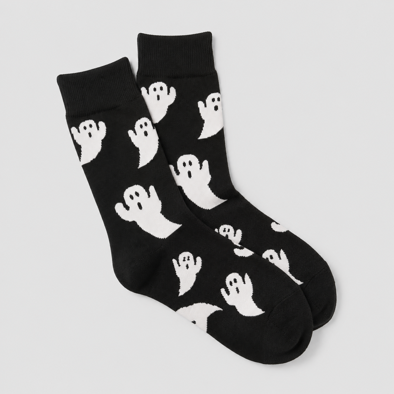 Halloween Socken Unisex mit Geistermotiv - Schwarz-Weiß
