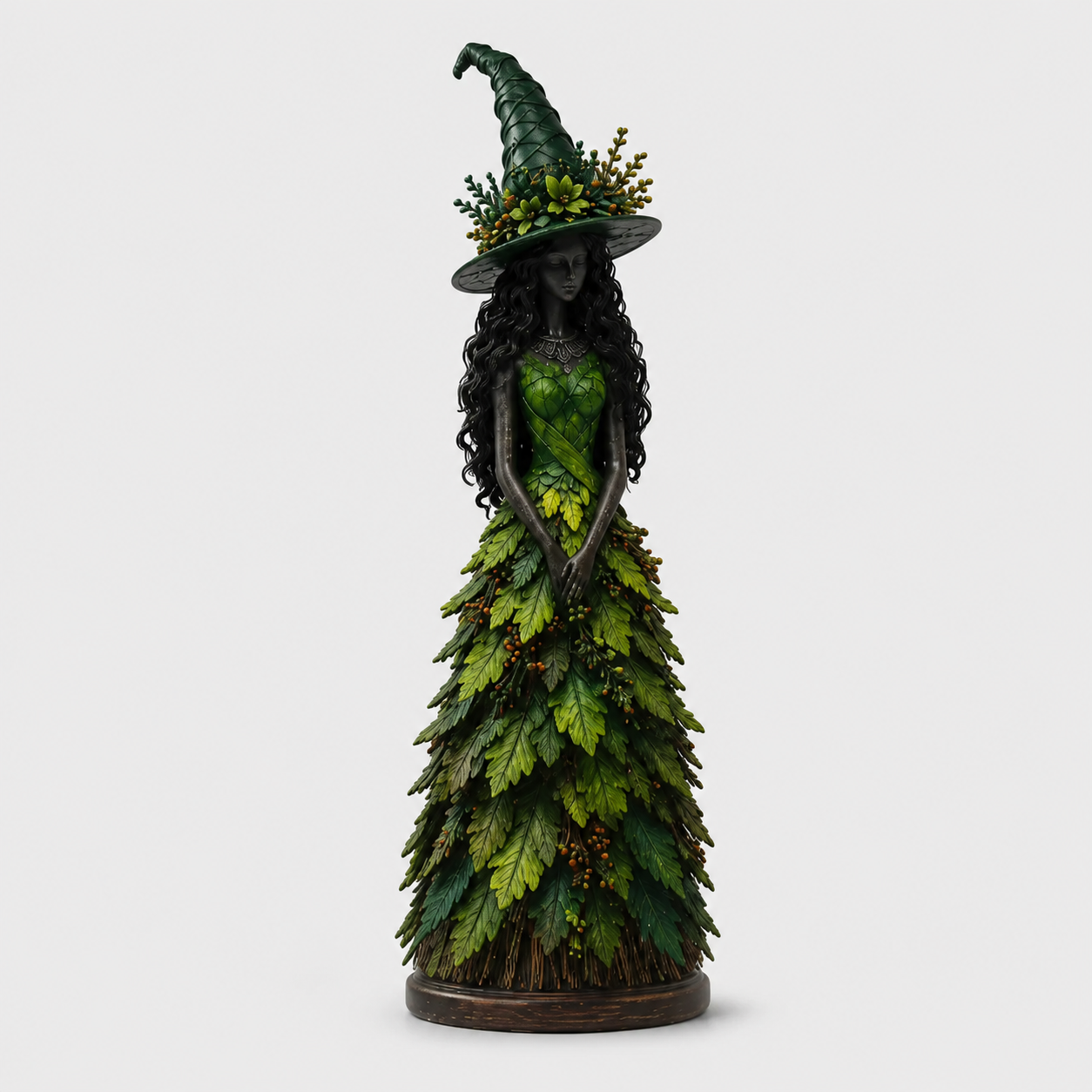 Hexenfigur Halloween Dekoration mit Herbstblättern - 12,2/18/31 cm