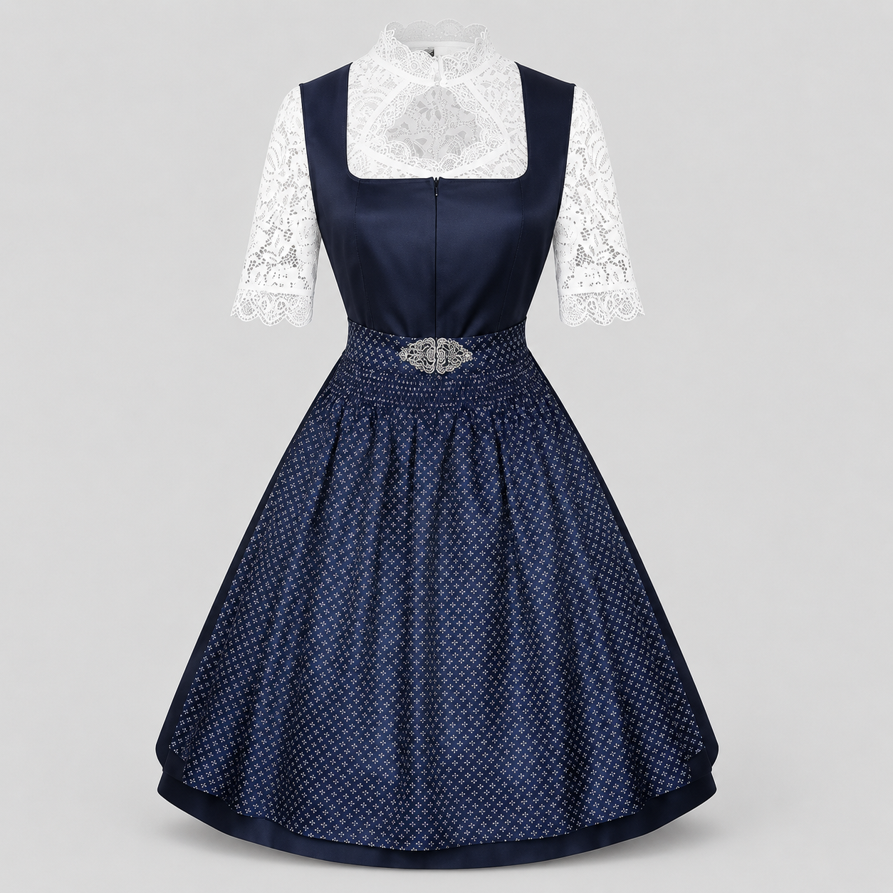 Damen Dirndl Marineblau - Traditionelle Spitze für Feste