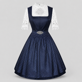 Damen Dirndl Marineblau - Traditionelle Spitze für Feste