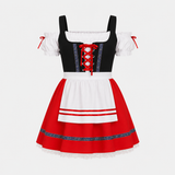 Dirndl Kleid Damen Rot Spitze für Oktoberfest Feste