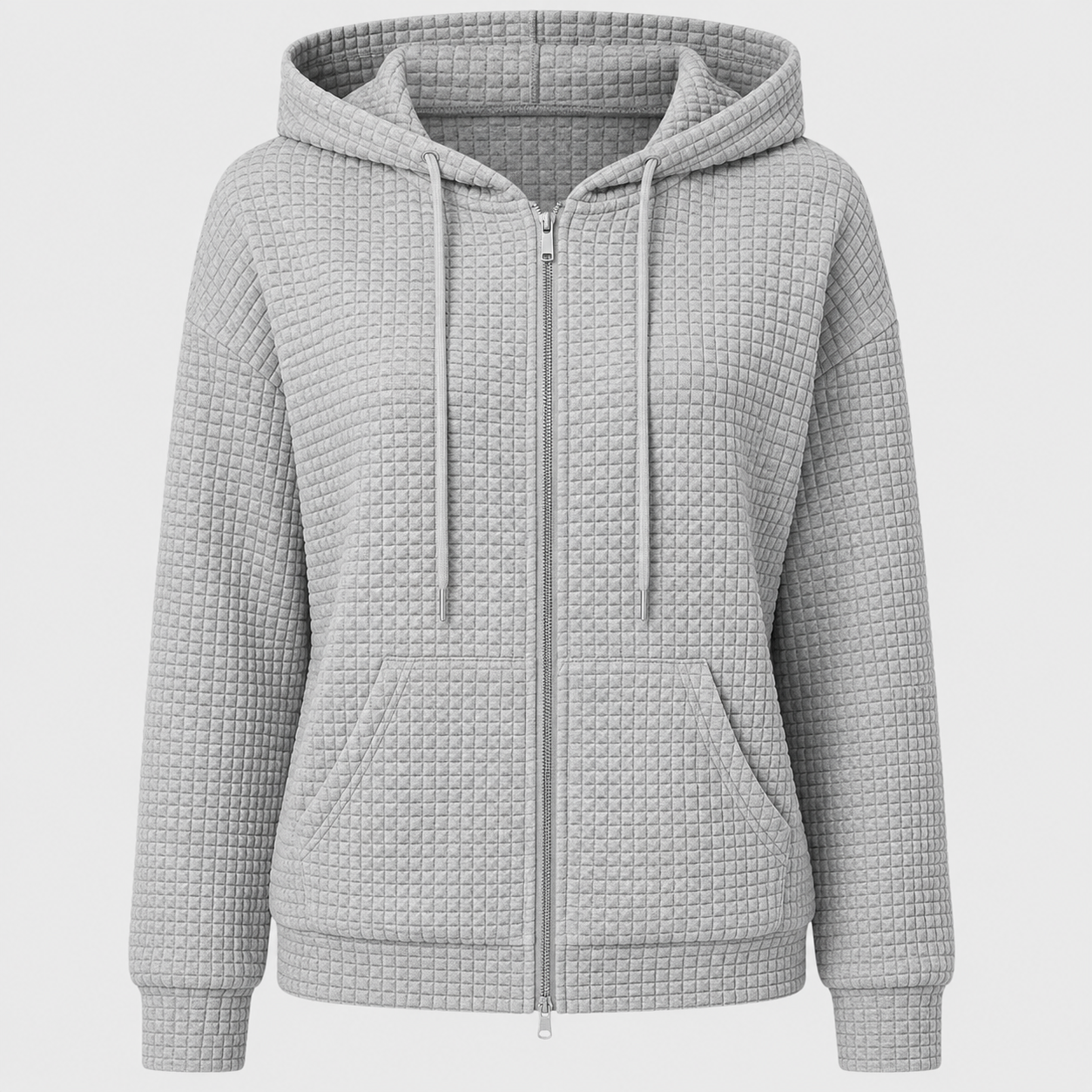 AW - Womens - Hoodie : Dames hoodie met rits, trekkoord en zakken - Comfortabel in Grijs