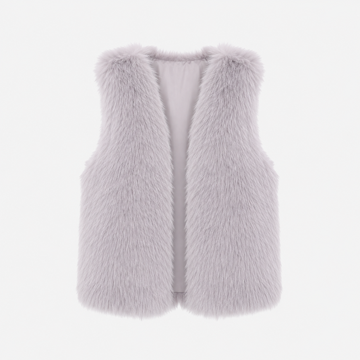 AS - Womens - Top : Dames Nepbont Vest - Open Voorkant, Losse Pasvorm en Warm in Asgrijs