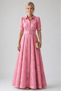 Geblümtes Maxikleid mit Gürtel