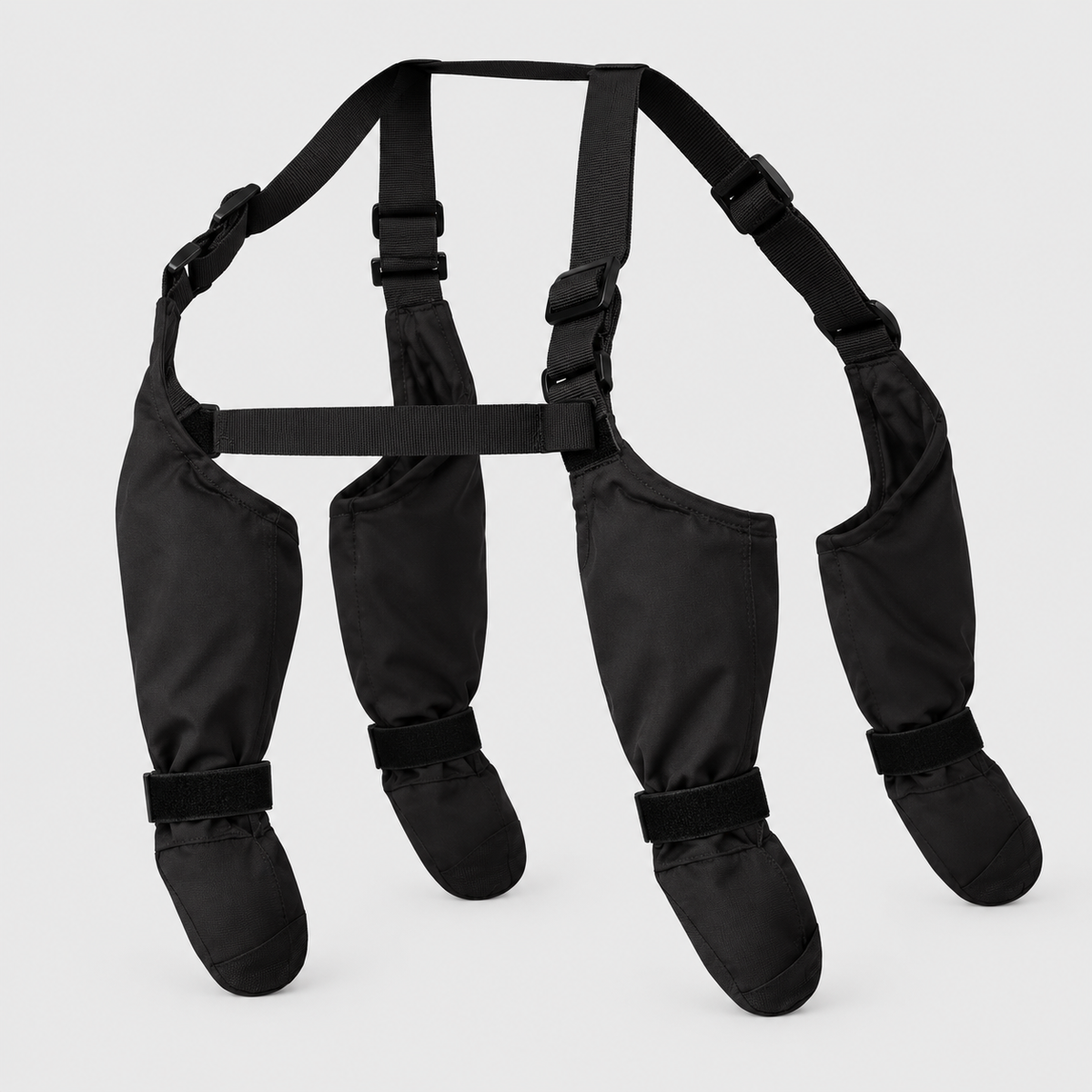 Hundestiefel mit Geschirr, Schwarz, Reflektierend für sicheren Halt