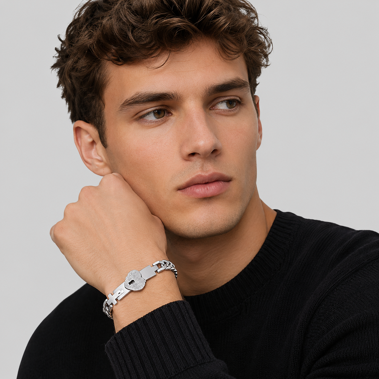 Partnerarmband-Set Edelstahl für Paare - Schloss & Schlüssel Design