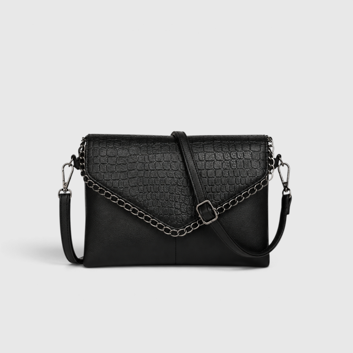 Schwarze Crossbody-Tasche mit Kettendetail – Stilvoll & vielseitig