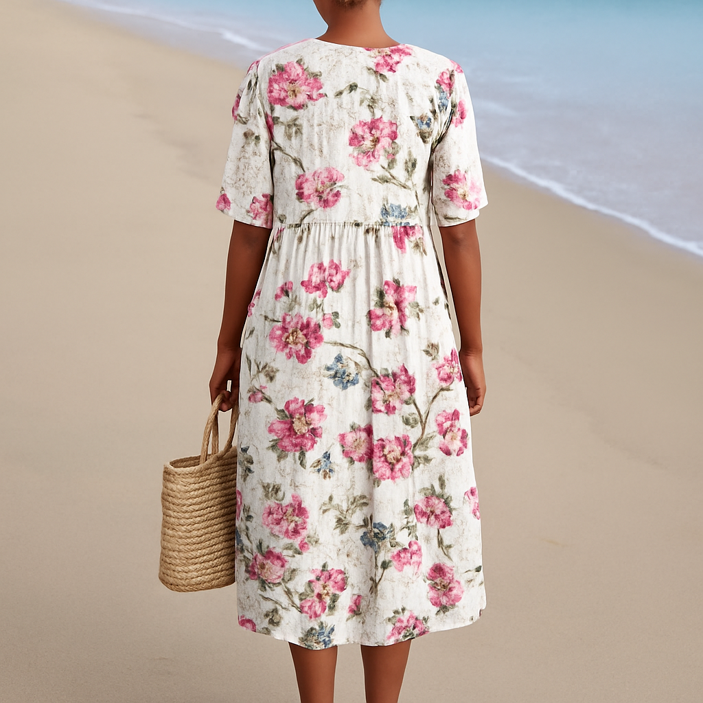 FLORINE | Charmantes Retro-Linienkleid mit wunderschönem Blumenmuster